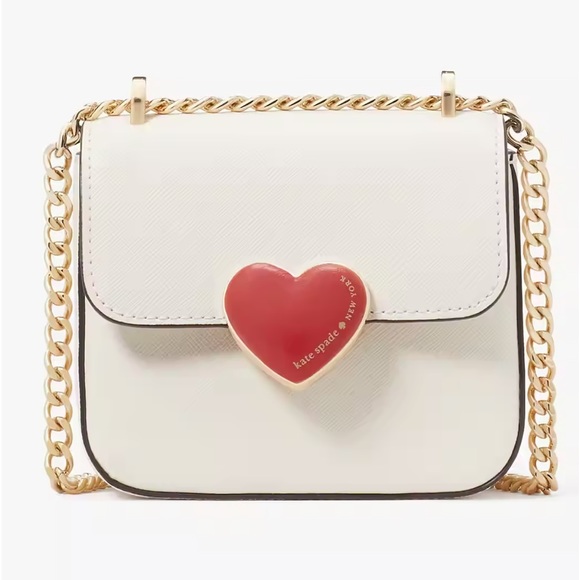 NWT-Kate Spade-SET-Heart❤️Hardware-Micro Flap Crossbody &❤️Keyfob/Bag Charm-$378 - Picture 9 of 16